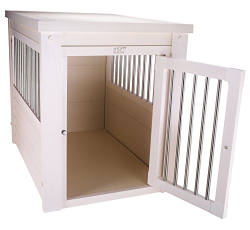 New Age Pet ECOFLEX Dog Crate End Table - Furniture-Style Pet Crate for Crate Trained Dogs - Stainless Steel Tubing & a Latched Closure - 10 Year Manufacturer's Warranty, Medium, Black