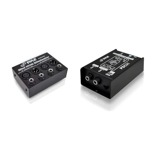 Pyle Compact Mini Hum Eliminator Box - 2 Channel Passive Ground Loop Isolator & Premium Direct Injection Audio Box - Passive DI Unit Hum Eliminator w/Input Attenuator