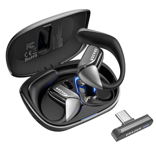 2.4GHz Open Ear Headphones Wireless Gaming Earbuds, IPX5 Waterproof Bluetooth 5.4 Bass Stereo Ear Buds,Bone Conduction Earphones OWS for PS5/PS4 Switch, PC & Mobile USB-C Devices，20ms Low Latency