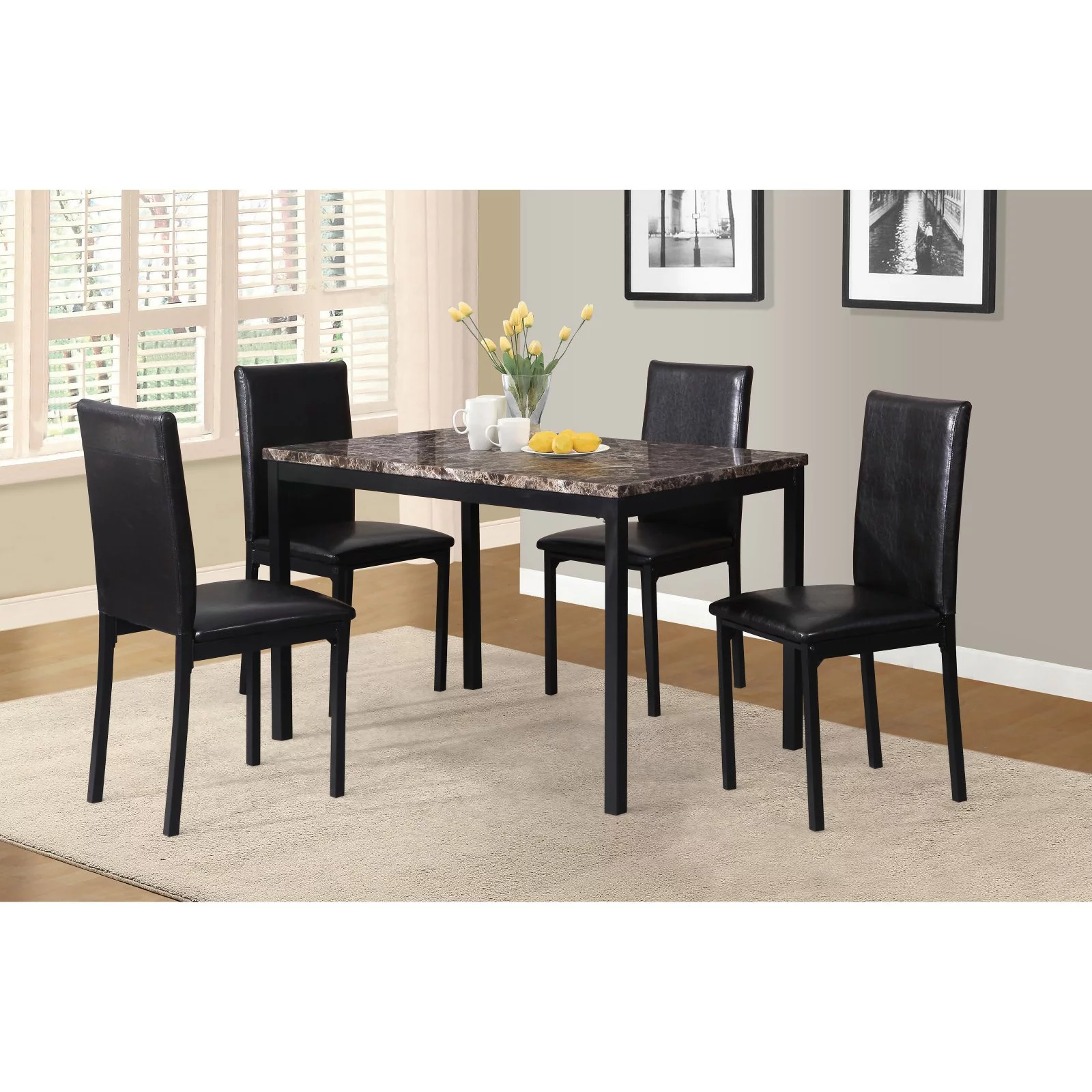 Roundhill Furniture Noyes Dining Chair, Set of 4, Black