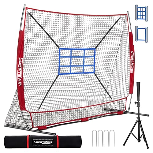 7x7 FT Baseball Net for Batting Pitching Hitting, with Strike Zone, Softball Net for Batting and Pitching, Baseball Practice Training Equipment for Kids Adult Youth