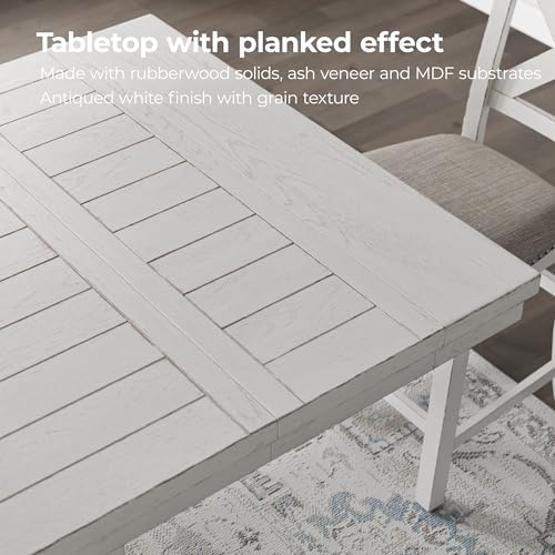 Signature Design by Ashley Robbinsdale Casual Removable Center Leaf Dining Extension Table with Trestle Base, White