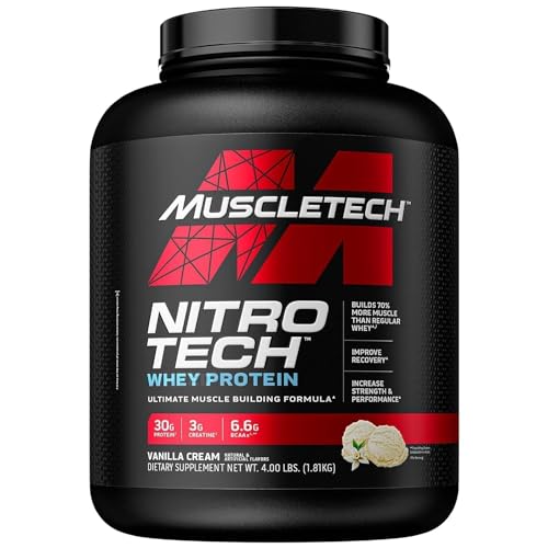 MuscleTech Whey Protein Powder Nitro-Tech | Isolate & Peptides & Cell-Tech Creactor Creatine HCl Powder | Post Workout Muscle Builder