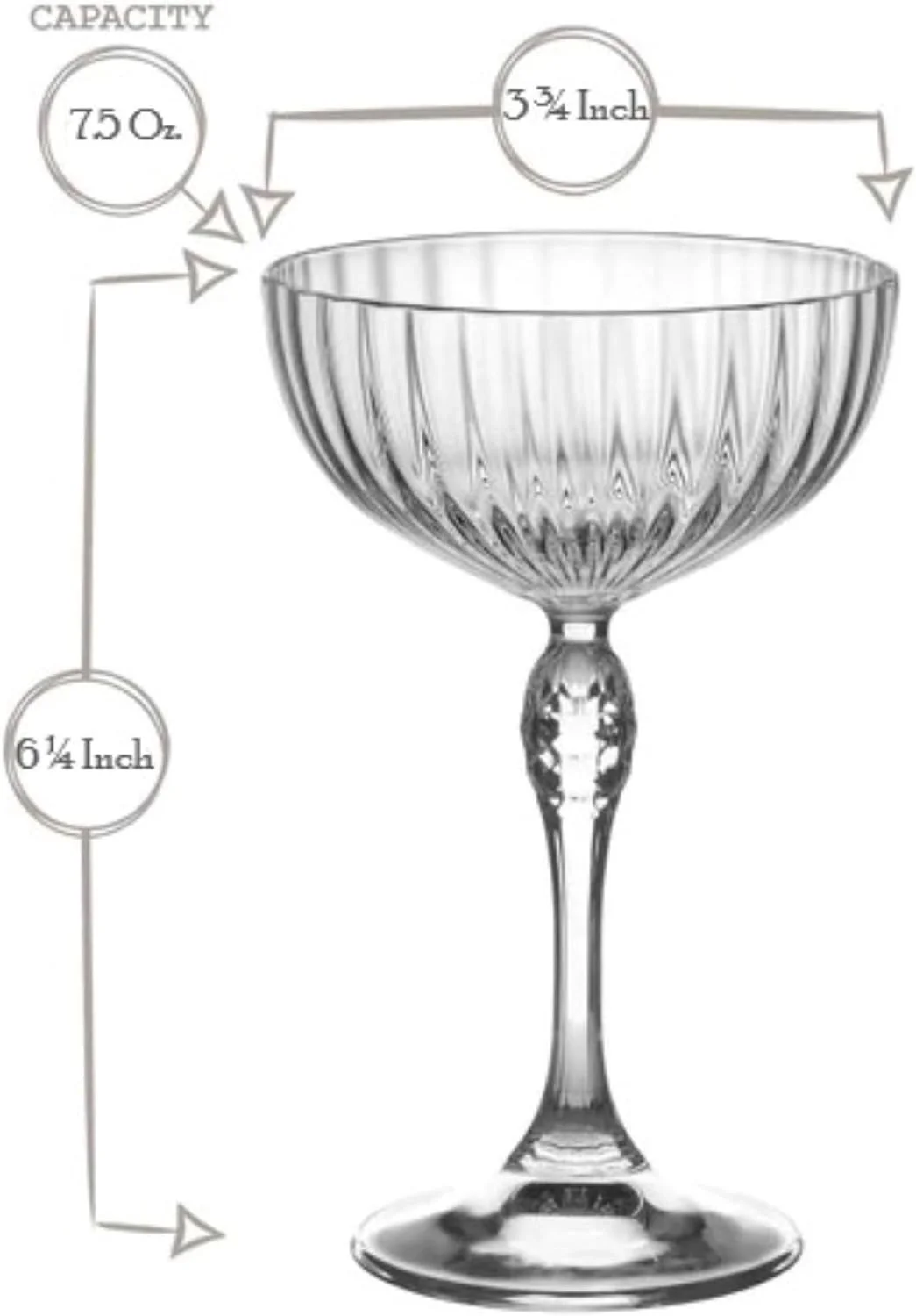 America '20S 7.75 Oz. Cocktail Coupe Glass, Clear, Set Of 4