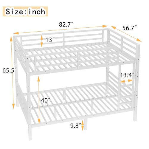 Heavy Duty Bunk Bed Frame with Ladder, Twin XL Over Twin XL Bunk Beds with Safety Guardrails, Adults Bunk Beds with Noise-Reducing Rubber Stoppers, Easy Assemble, Black