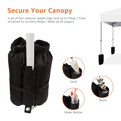 Amazon Basics Outdoor Pop Up 10 x 10 Canopy Tent for Events, Portable with Easy Setup, Includes Wheeled Carry Bag, 8 Pegs, 4 Ropes, 4 Weighted Bags, Blue