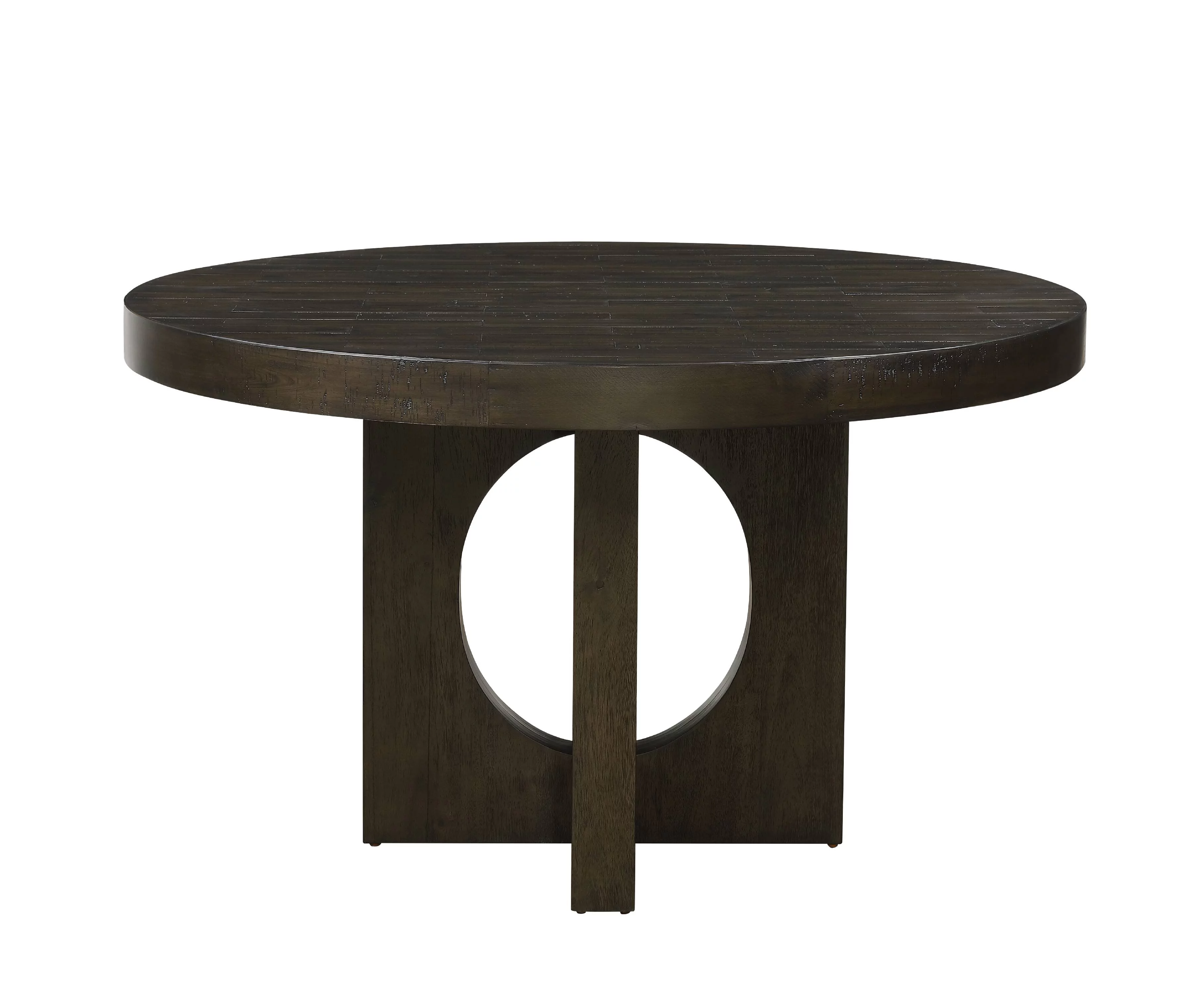 ACME Haddie Round Wooden Dining Table in Distressed Walnut