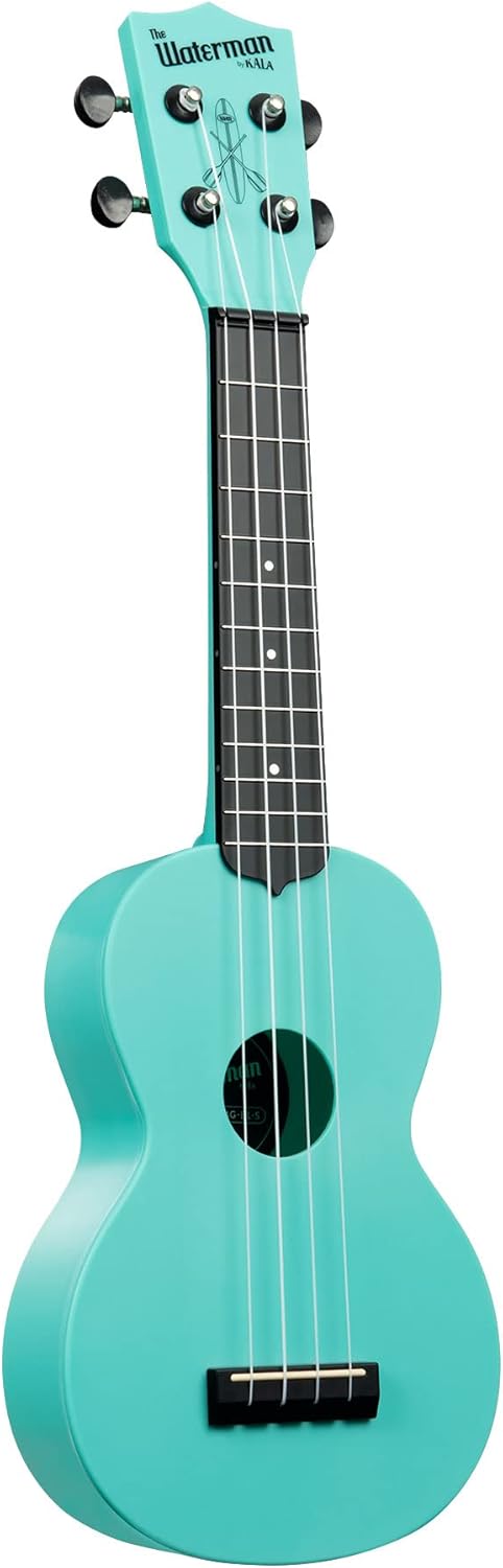 Kala Brand Music Co. The Waterman Beach Collection, 4-String Ukulele, Right, Aqua Mist, Soprano (KA-WMG-BL-S)