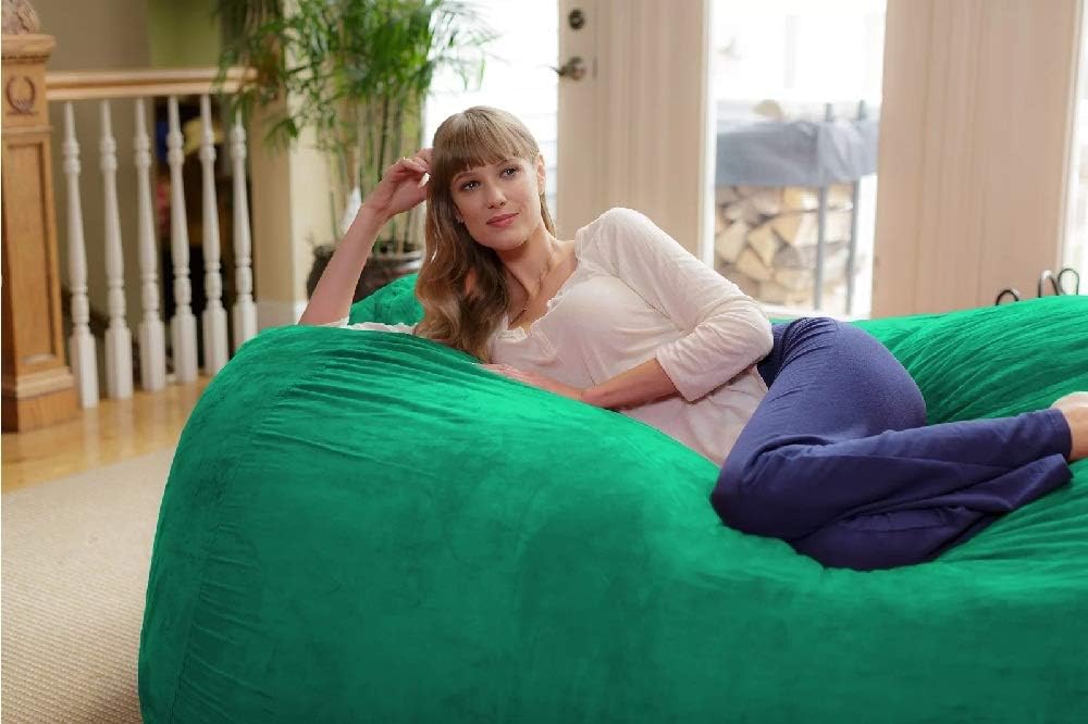 Large 6' Ultra Plush Bean Bag Sofa with Super Soft Microsuede Cover - Durable Flexible Foam Stuffed Lounger Chair for Kids, Adults, Couples - Huge Bean Bag Chair Furniture - Tide Pool