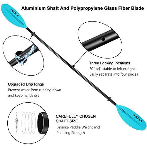 Kayak Paddle 4 Pieces Aluminum Shaft and PP Blade Floating 86.6in/220cm, 90.5inch/230cm Lightweight Oars