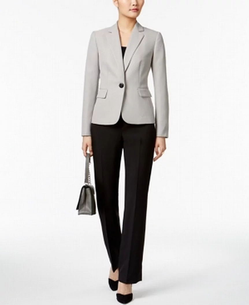 Le Suit Women's Colorblocked Pantsuit (6, Tan/Black)