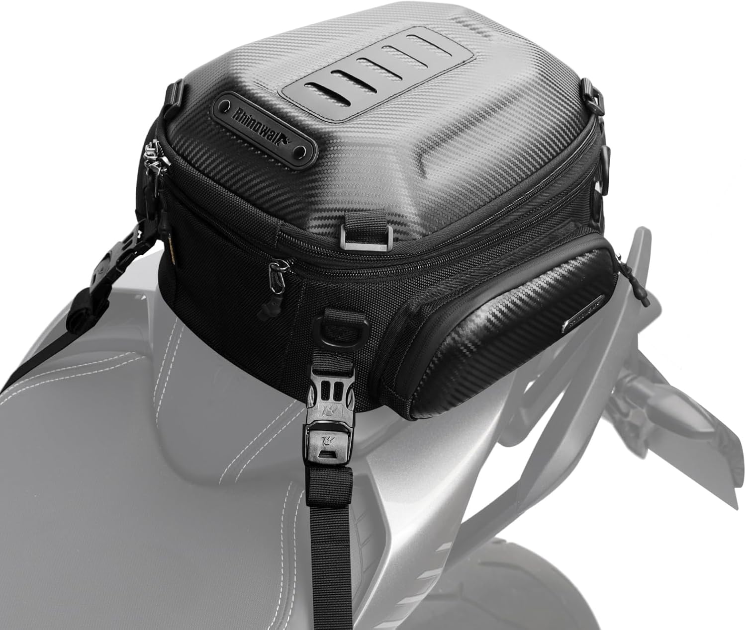 HUNTVP Motorcycle Tail Bag Waterproof, 12L-18L Expandable Motorcycle Rear Seat Luggage Bags with Rain Cover, Motorcycle Helmet Bags Motorbike Backpack, Black