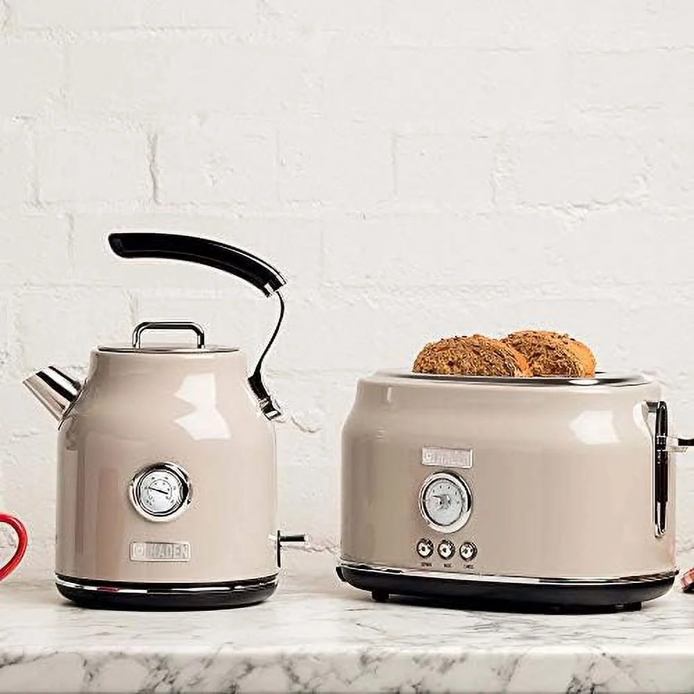 dorset wide slot stainless steel 2 slice toaster & dorset 1.7 liter stainless steel electric water kettle