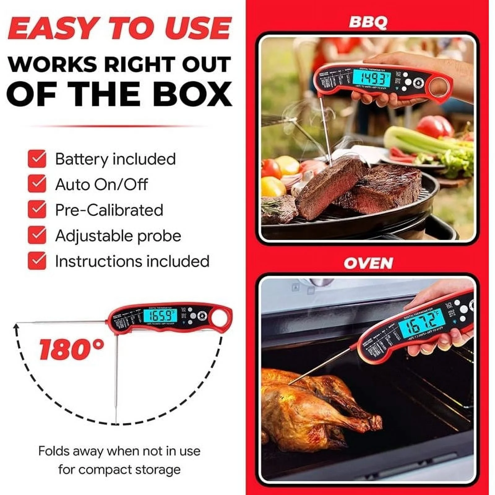 Alpha Grillers Instant Read Meat Thermometer for Grill and Cooking. Best Waterpr