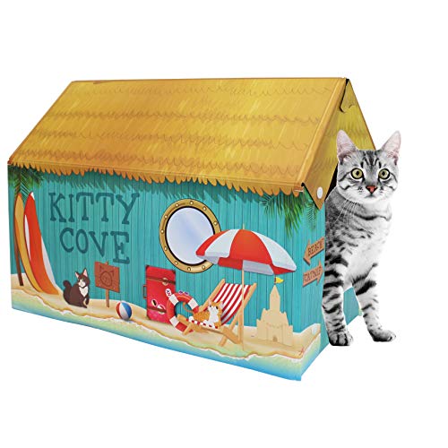 Christmas Cat House & Cat Scratcher w/Bonus Catnip Included