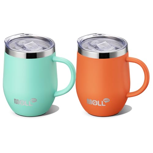 Tumbler with Lid and Straw-12 oz Stainless Steel Double Wall Vacuum Insulated Tumbler Cup with Handle (Canyon Red-Sky Blue)