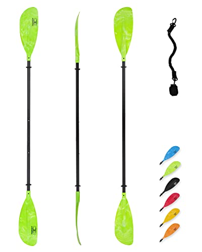 OCEANBROAD Adjustable Kayak Paddle 86in/220cm to 94in/240cm Kayaking Boating Canoeing Oar with Paddle Leash 1 Paddle