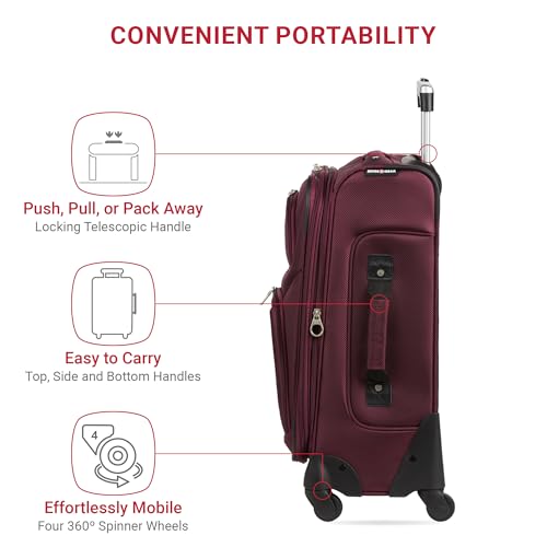 SwissGear Sion Softside Expandable Roller Luggage, Teal, 3 Piece Set (21/25/29)