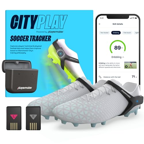 CITYPLAY Smart Soccer Tracker for Cleats by Playermaker, Track 25+ Technical & Physical Metrics, 12 Month Access to CITYPLAY Soccer Training App Included, Advanced Than GPS