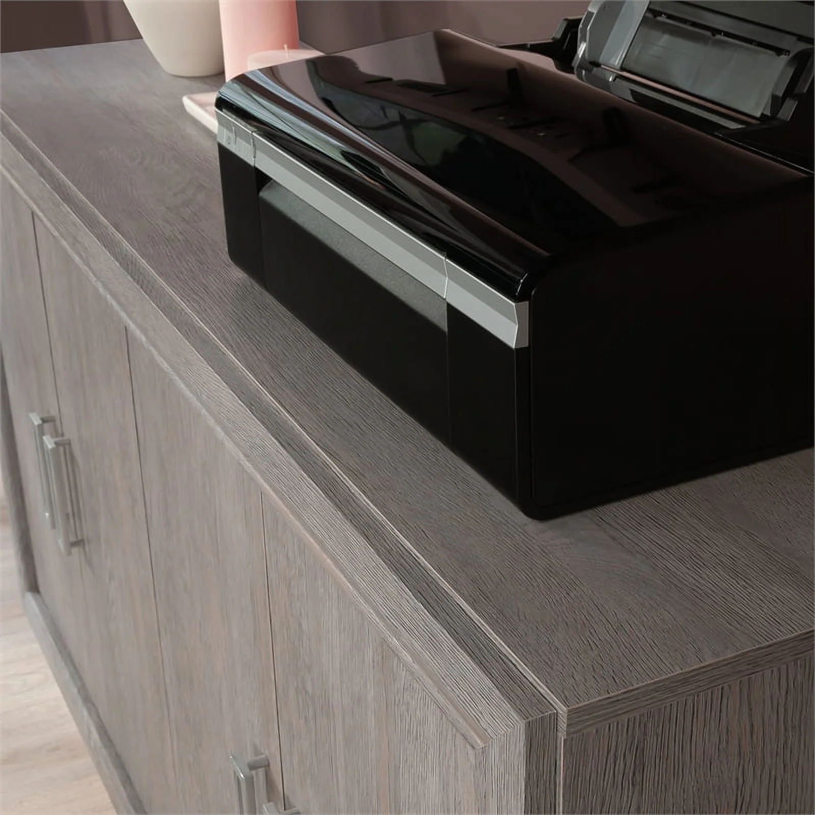 Pemberly Row Modern Engineered Wood Credenza in Ashen Oak Finish