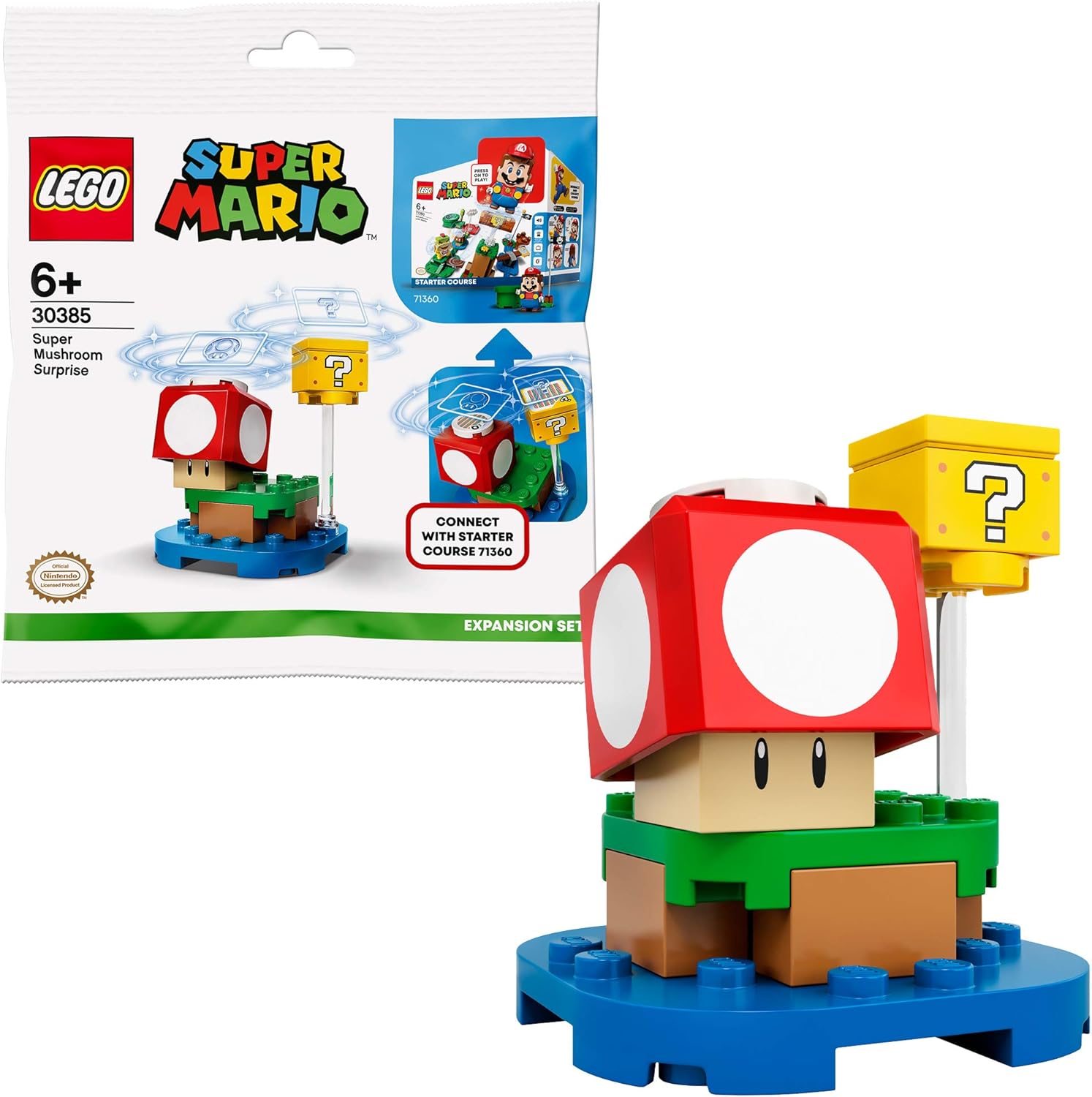 LEGO Super Mario Block Super Mushroom Expansion Pack to Expand Your Game Set 71360, Model 30385