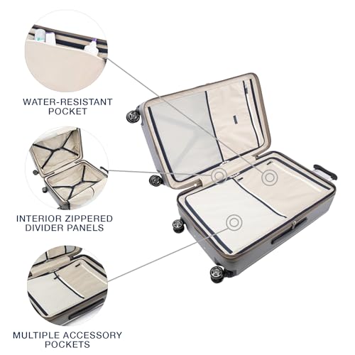 Travelpro Platinum Elite Hardside Expandable Carry on Luggage, 8 Wheel Spinner, TSA Lock, Hard Shell Polycarbonate Suitcase, Metallic Sand, Compact Carry on 20-Inch