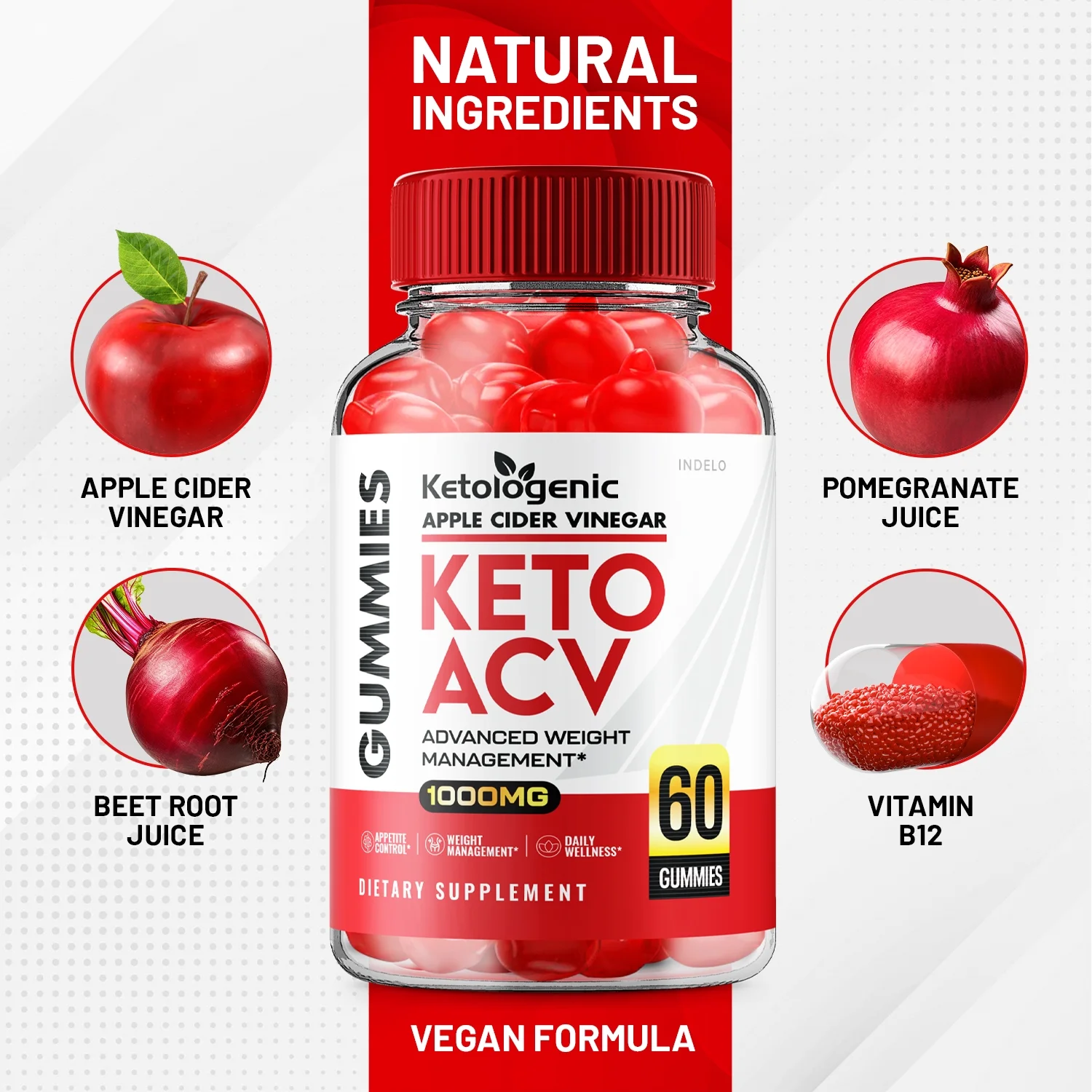 (5 Pack) Ketologenic ACV Keto Gummies Advanced Weight Loss, Ketologenic Keto Apple Cider Vinegar Gummies 1000MG, Ketologenic Keto+ACV Folic Acid Vitamin B12 (300 Gummies)