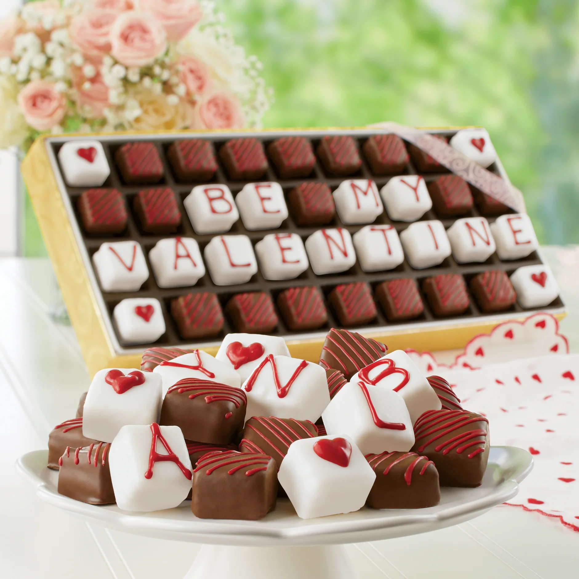 The Swiss Colony Be My Valentine Petits Fours - Gourmet Mini Layer Cakes, Assorted Strawberry, Orange, and Vanilla Treats, Gift of 36