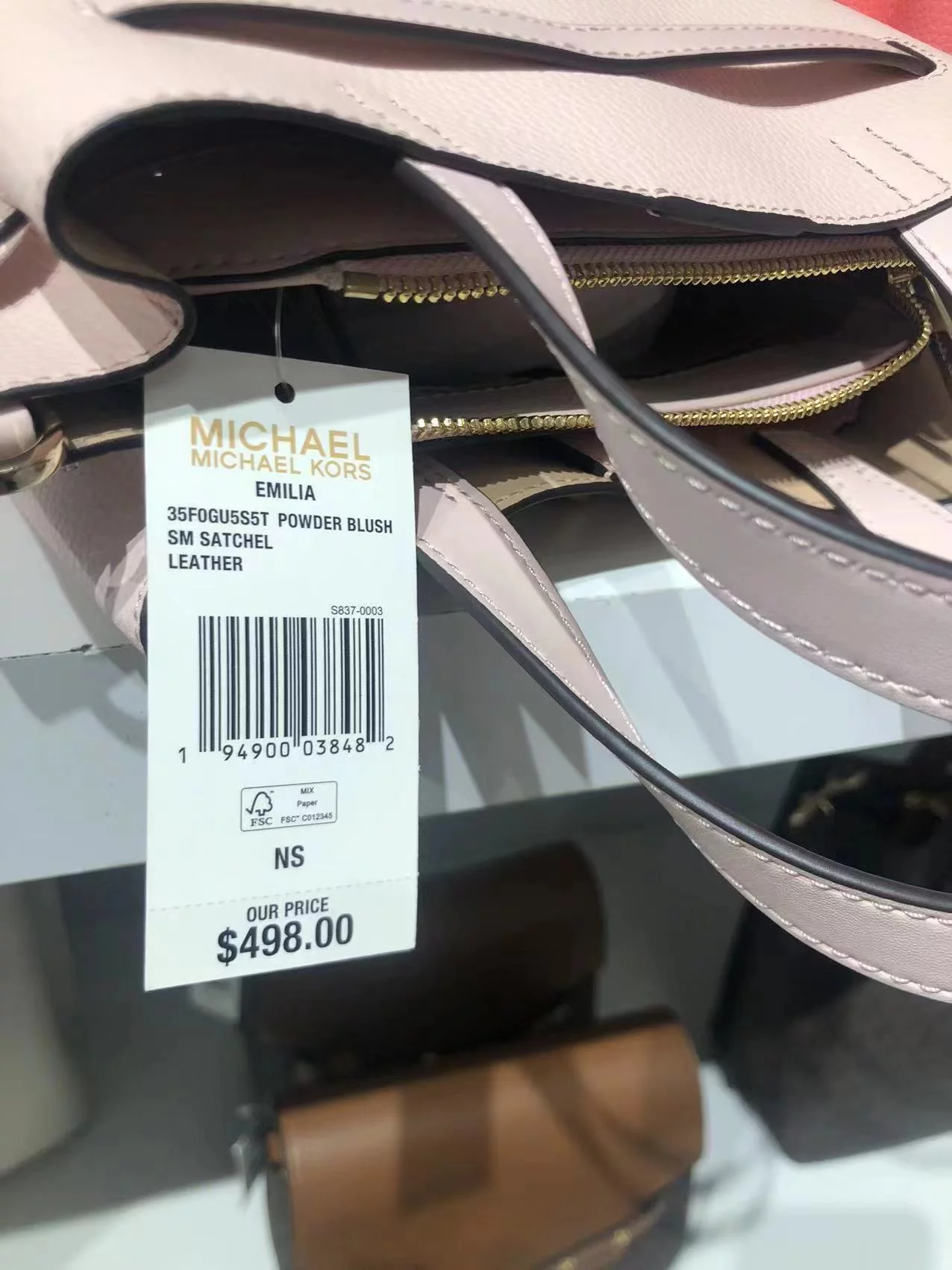 Michael Kors 35F0Gu5S5T Emilia Small Pebbled Leather Satchel In Powder Blush