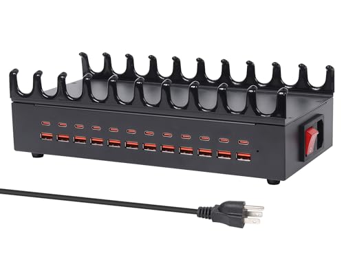 300W Charging Station for Multiple Devices - 24 Ports USB Fast Charging Station with Smart Power Delivery - Kindle, Phone, Tablet Charger Station for Home, Office, School