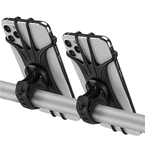 2 Pack Universal Bike Phone Mounts, 360 Rotation Silicone Holders for iPhone and Samsung, Compatible with 4.7-6.8 Inches Phones, Easy Installation