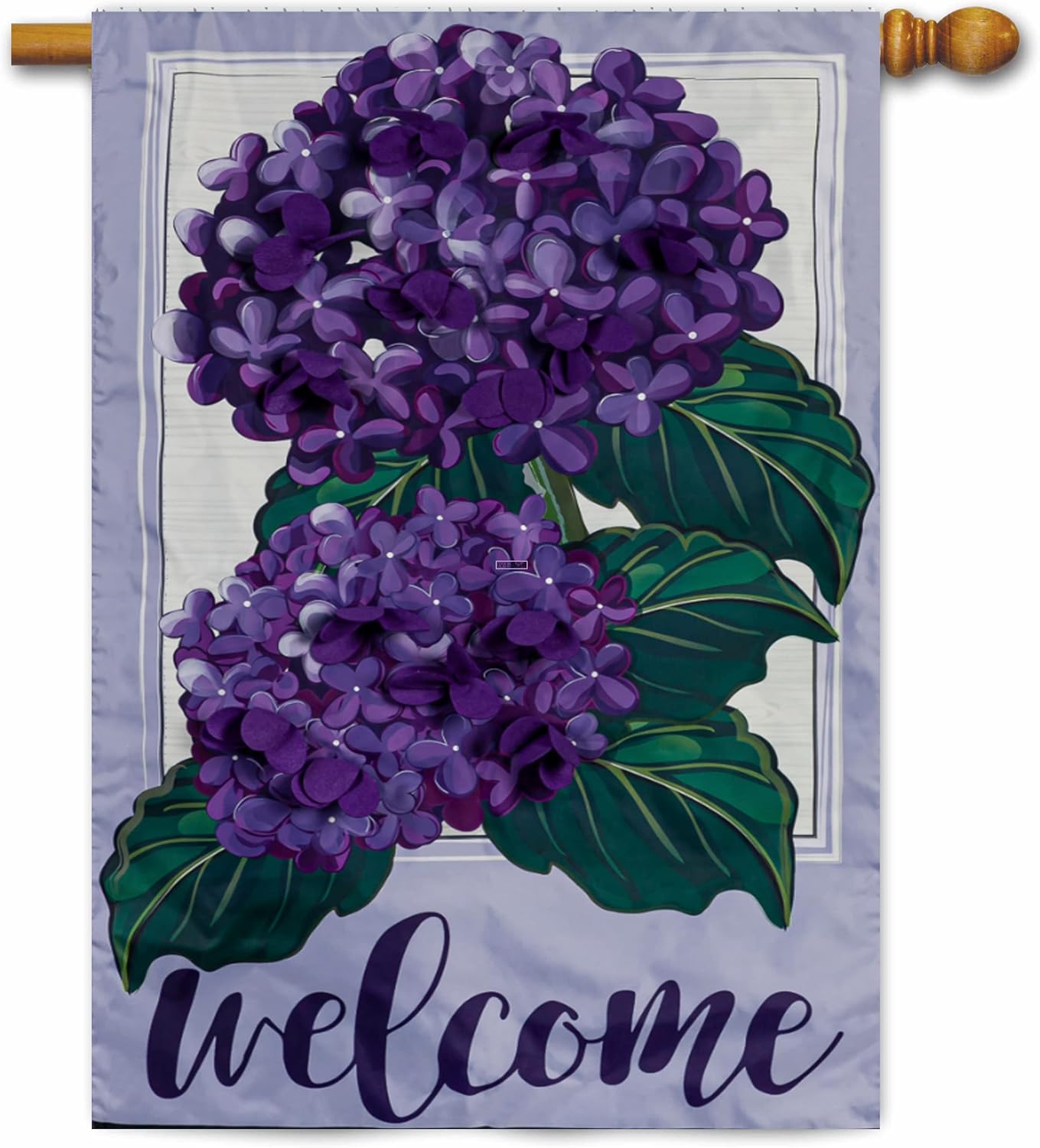 Evergreen Hydrangea Welcome Applique House Flag 28 x 44 Inches Outdoor Decor for Homes and Gardens