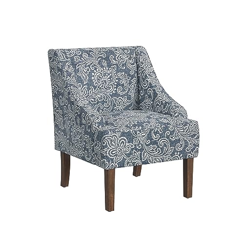 HomePop Velvet Swoop Arm Accent Chair, Suri Blue