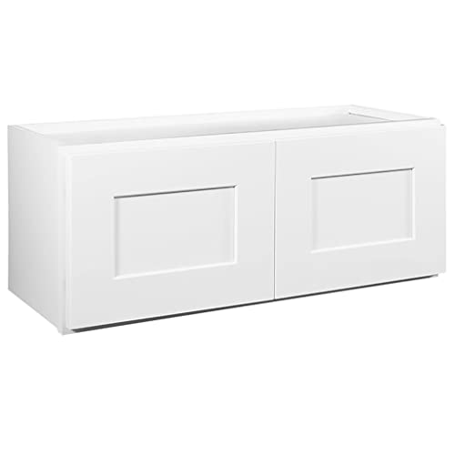 Brookings Shaker Unassembled Bridge Wall Kitchen Cabinet W3018, 30 W x 12 D x 18 H, Painted White with Sherwin Williams®, Solid Wood – Design House, 561662