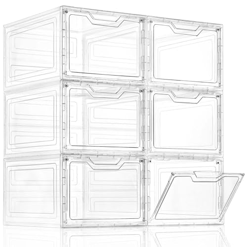 4-Tier Stackable Storage Bins with Lid, 23QT Storage Containers,Clear Foldable Plastic Drawer Storage on Wheels,Closet Organizers and Storage for Living Room,Bedroom,Office,Dorm