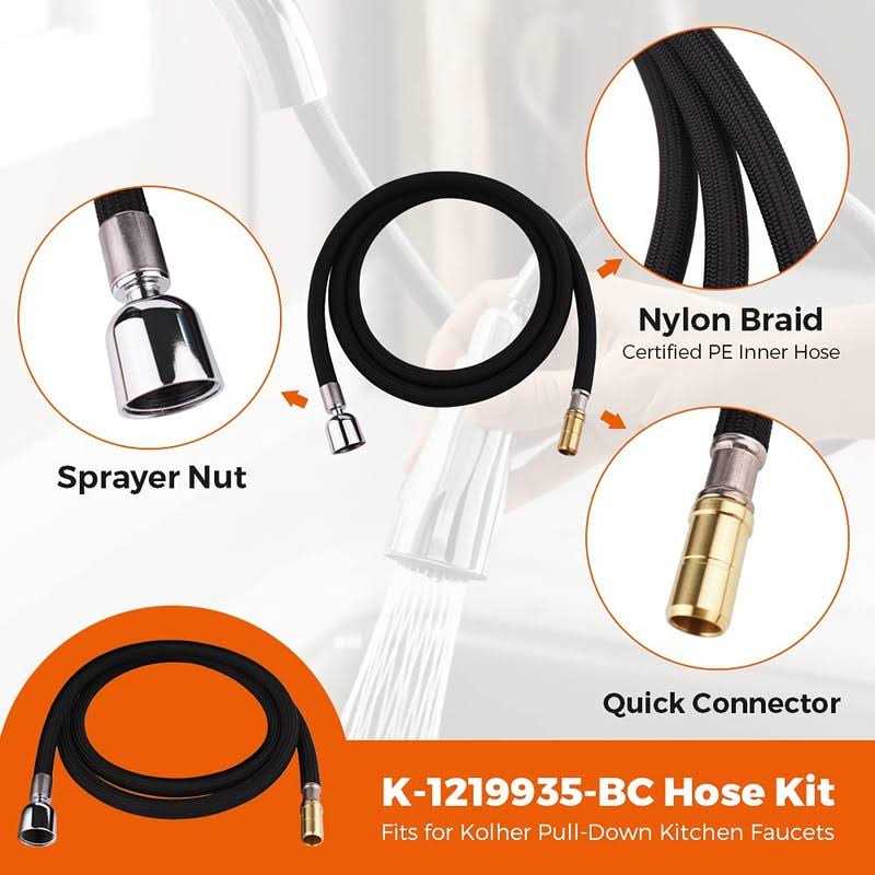 𝐆𝐫𝐚𝐧𝐝𝐢𝐚𝐧𝐜𝐞 K-1219935-BC Hose Kit for Kohler Pull-Down Kitchen Faucet 67-Inch Bright