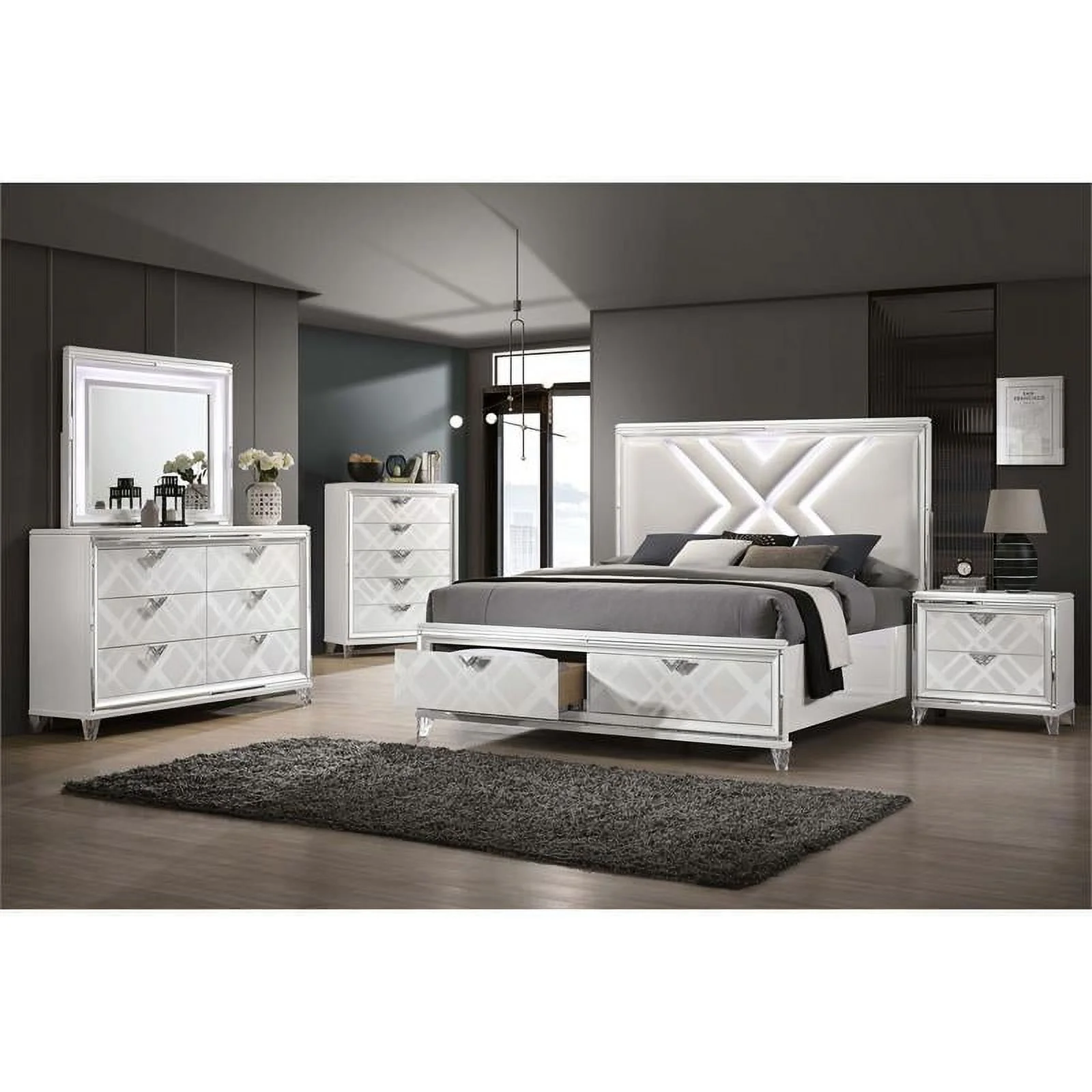 Furniture of America Anaiya Contemporary Solid Wood 6-Drawer Dresser in White