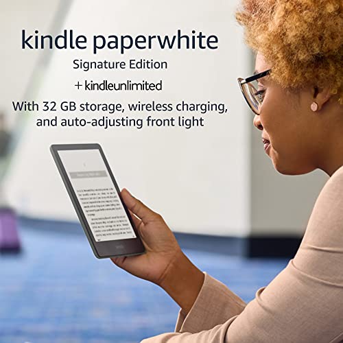 Amazon Kindle Paperwhite Signature Edition (32 GB) – With auto-adjusting front light, wireless charging, 6.8“ display, and up to 10 weeks of battery life – Without Lockscreen Ads – Black
