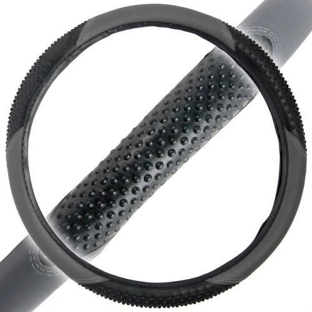 BDK 2-Tone PU Leather Car Seat Covers Split Bench Side Airbag Safe with Steering Wheel Cover