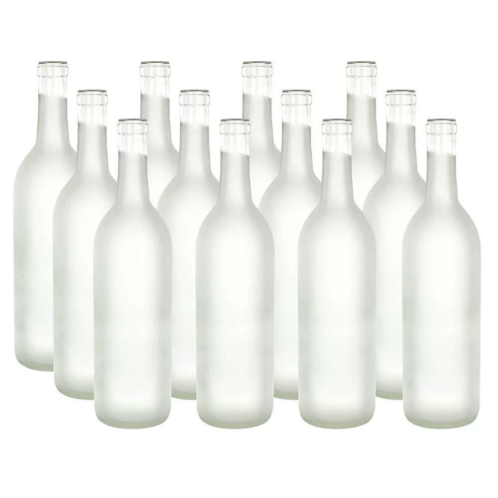 750 ml Frosted Glass Bordeaux Bottles, 4 Cases of 12 Bottles (48 Bottles)