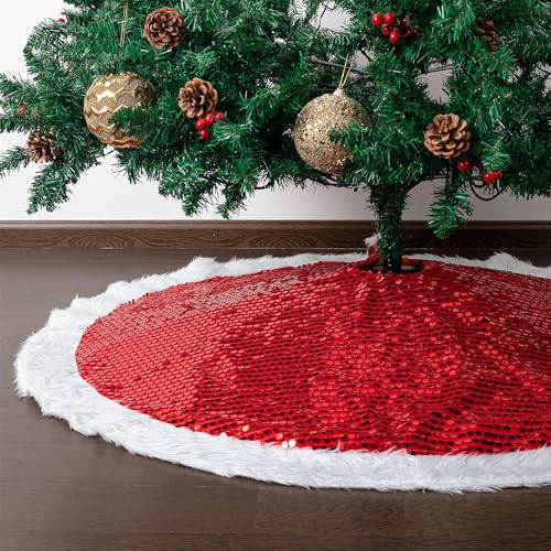 Mr. Pen- Christmas Tree Skirt 48 inches, Knitted Christmas Skirt Tree, Xmas Tree Skirt