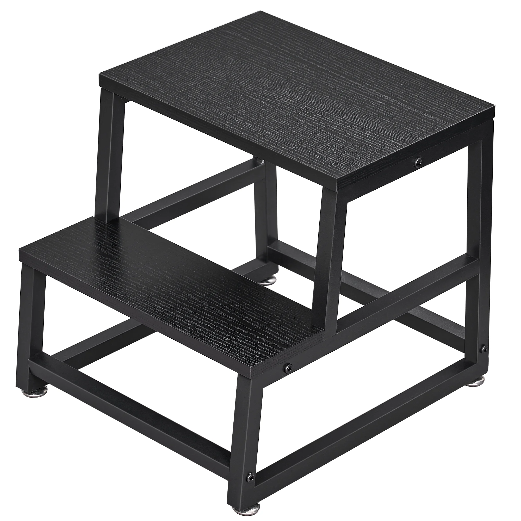 BEWISHOME Wooden Step Stool for Adults, Small Step Stool for Kids, Kitchen Step Stool, 2 Step Stool, Bed Steps for High Beds with 500lb Load Capacity, Stepping Stool for Bedroom & Kitchen KTD01H