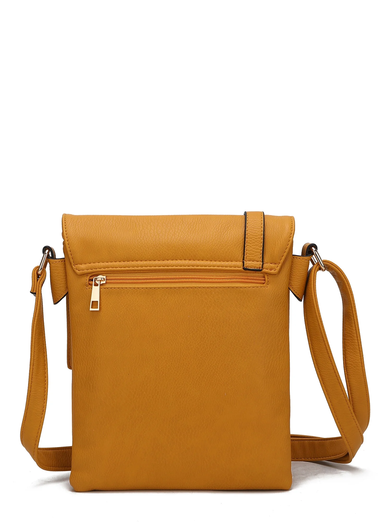 MKF Collection Women's Jasmine Vegan Leather Flap Top Crossbody Bag by Mia K., Mustard
