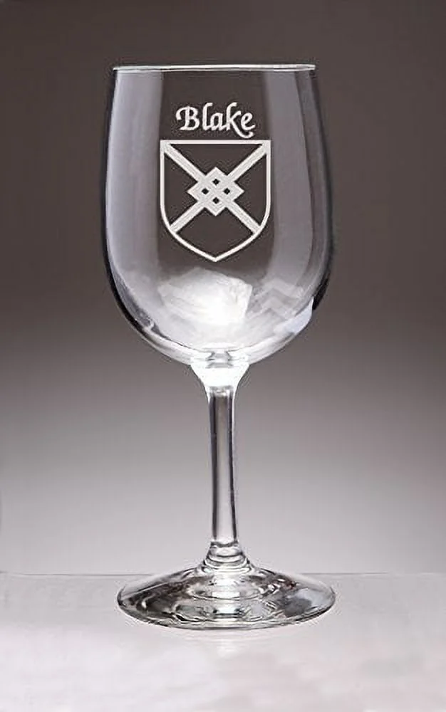 Blake Irish Coat of Arms Wine Glasses - Set of 4 (Sand Etched)