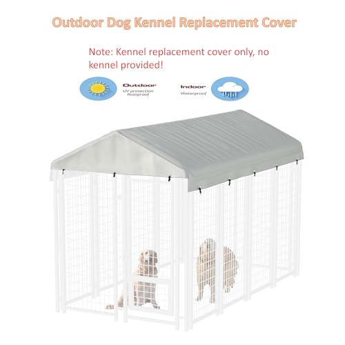 10' x 10' Dog Kennel Cover 600D Heavy Duty Waterproof Replaceable Dog Kennel Top Cover - Gray (Top Cover Included Only)