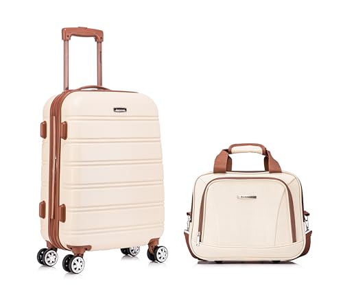 Rockland Melbourne Hardside Expandable Luggage with Spinner Wheels, 2TONENAVY, 2 Piece (20/28)