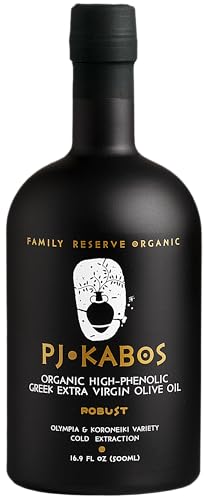 P.J. KABOS 2024/25 Harvest, Very High Phenolic (750+mg/kg), USDA Organic Greek Extra Virgin Olive Oil, Kosher, Greece, Cold Extracted, 16.9 oz Bottle, 