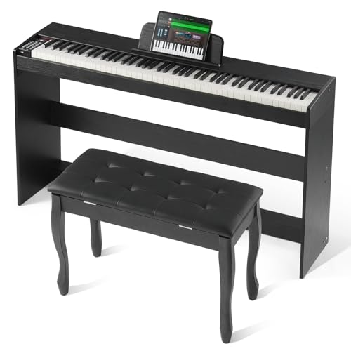 VEVOR Weighted Digital Piano, 88 Key Fully Weighted Keys, Electric Piano Dual Keyboard & Speakers Four Legged Piano Stand with Headphone 200 Tones & Rhythms, Support Bluetooth/USB/MIDI, for Beginners