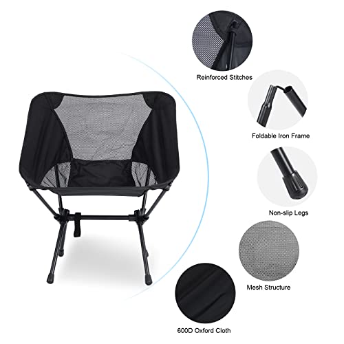 YSSOA Removable Footrest Reclining Camping Chair, 1-Pack, Black