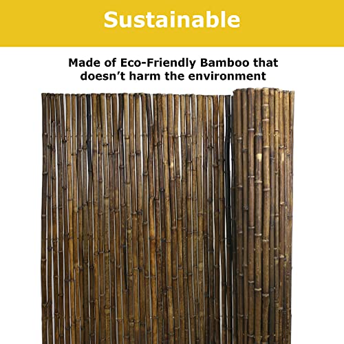Backyard X-Scapes Natural Bamboo Fencing Garden Screen Rolled Fence Panel 6 ft H x 8 ft L Natural Black
